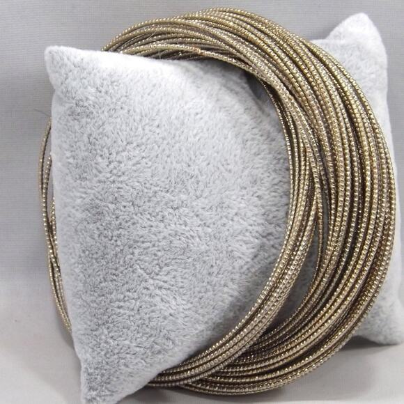 Antiqued Golden Brass Bangle Bracelets, Set of 60 Interlaced, 8 Inches - Picture 1 of 8